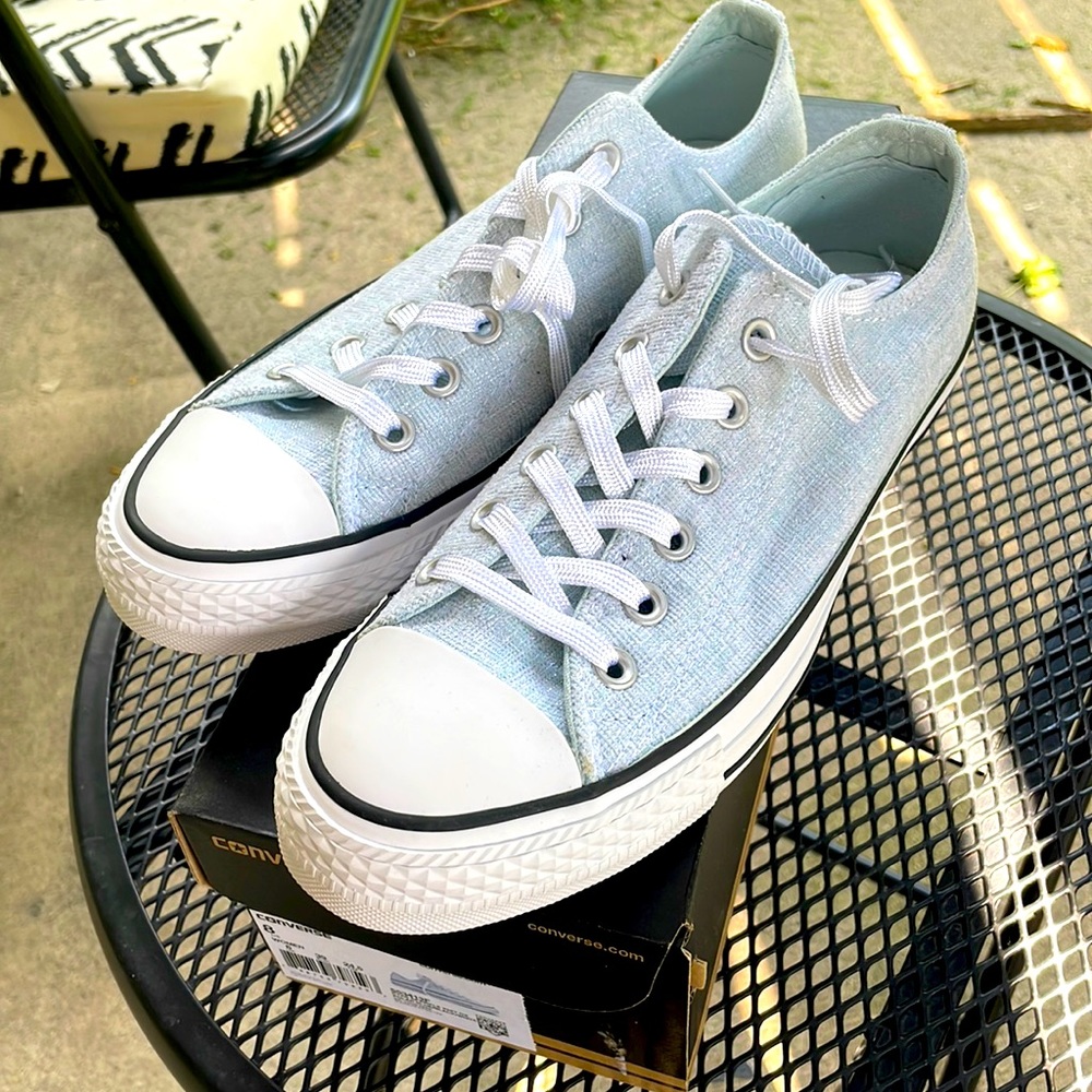 Converse Chuck Taylor All Star Sparkle Knit Oxfords. Polar Blue, Size 8, New